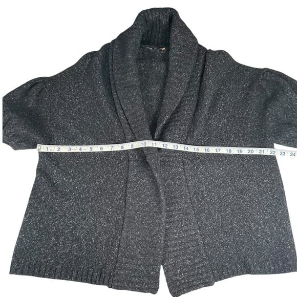 BCBGMAXAZRIA Wool Blend Bubble Short Sleeve Cardigan Charcoal Gray Size M/L - Picture 10 of 10